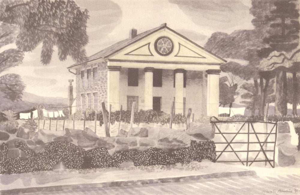 TREMADOC. Chapel. Wales. By Kenneth Rowntree 1948 old vintage print picture